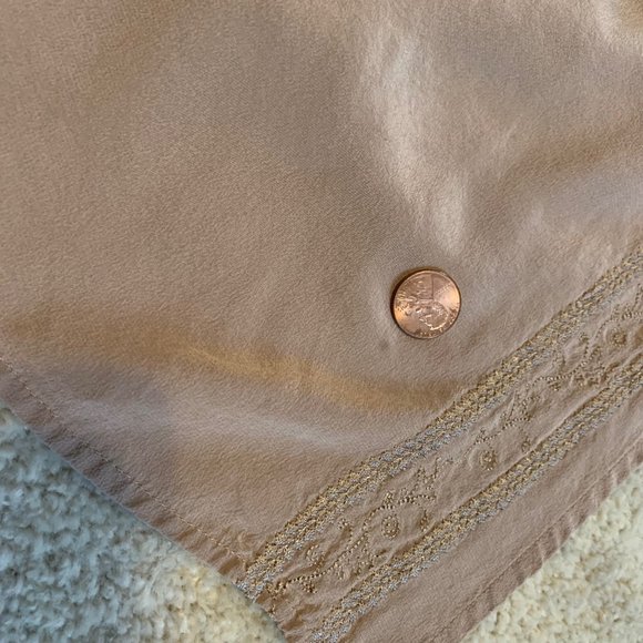 Taupe Mimi Maternity 100% Silk Blouse with Wide Sleeves and Decorative Design M - Picture 16 of 16